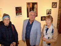 Eileen Corcoran, Oliver Hurley and Ber Earley at the opening of Tralee Art Group's 'Music' exhibition on Thursday evening. Photo by Dermot Crean