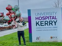 Kevin Ross on Balloon Le Grá outside the hospital on Christmas Day.