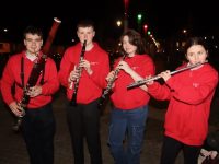 Members of the Music Generation Kerry Wind Ensemble Sean Micheál Warr, Darragh Murphy, Holly McEntee and Erin O'Shea preparing for the concert at the Island of Geese on Saturday night. Photo by Dermot Crean