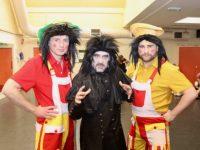 Cast members Aaron McLarnon John Drummey and Marcus Nolan before going on stage for the opening show of 'Beauty and the Beast' at Siamsa Tire on Wednesday. Photo by Dermot Crean