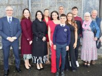Rubén Rivas McHugh and family at the Church of the Immaculate Conception in Rathass for Caherleaheen NS Confirmation Day. Photo by Dermot Crean