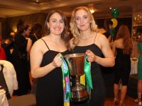 Sarah Murphy and Patrice Diggin with the Division 2A National League Cup at the Kerry Camogie Social at The Rose Hotel on Friday night. Photo by Dermot Crean