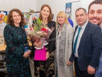 Katie Hannon being presented with flowers after delivering an inspiring speech at the Listowel Campus. L-R – Miriam Goulding, Katie Hannon, Carmel Kelly (Clash Road Campus Deputy Principal), Stephen Goulding (Clash Road, Denny Street and Listowel Campus Principal)