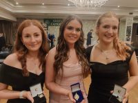 Tralee Parnells Camogie players Orla Leahy, Ciara Maloney and Grainne Leahy at the Kerry Camogie social in The Rose Hotel last Friday night.