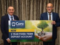 Pa Laide CEO Cara Credit Union and Mark Hussey Chief Operations Officer Cara Credit Union launching the new 3-Year Fixed Term Deposit Account with a Guaranteed 2.8% AER.