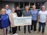 Breda Dyland and Trish Kelly (third and fourth from left) receive a cheque on behalf of the Kerry Cancer Support Group from Kerins O'Rahillys GAA Club Chairman Oliver Hurley. Also included is the Race Committee Caitriona O'Sullivan, Tony Corridon, Frank O'Connor and Pat Flavin. Photo by Dermot Crean