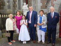 Olivia Kelliher with Mary Kelliher, Anne Looney, Eoin Kelliher, Eleanor Kelliher and Johnny Kelliher at the Presentation Primary School First Holy Communion on Saturday at St John's Church. Photo by Dermot Crean