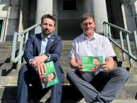 Anluan Dunne with Green Party Leader Eamon Ryan at Tralee Courthouse earlier this month.