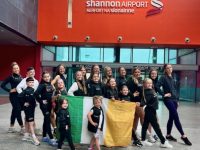 Members of the Cassie Leen Dance Company at Shannon Airport before heading to Blackpool.