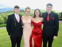 Luke Connolly, Jessica Woods, Holly Campbell and Denis McMahon at the Causeway Comprehensive Students Debs Ball at the Ballyroe Heights Hotel. Photo by Dermot Crean
