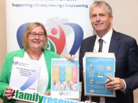 At the launch of the Family Resource Centre National Forum’s pre-Budget submission in Buswells Hotel were Jackie Landers, Listowel FRC; and Pa Daly TD