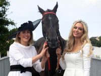 Former Miss World, international model, and best-selling author Rosanna Davison, and award-winning top Irish fashion designer Heidi Higgins, were today announced as the judges of the McElligotts Kia Best Dressed Lady at the Listowel Harvest Racing Festival on Friday 27th of September 2024. The overall winner of the Best Dressed Lady will be jetting off to the Big Apple and staying in the fabulous Fitzpatrick Hotel in Manhattan. In addition to this fabulous prize, there are also generous cash prizes of €1,000 for the Most Creative Headpiece as well as €500 for the Most Contemporary Outfit. 
Rosanna and Heidi are pictured with 'Sparrow' at the launch this week. 
This is the 10th year of McElligotts’ sponsorship of this prestigious fashion event and they are delighted to once again welcome on board Kia as official event co-sponsors. The 166th Listowel Harvest Racing Festival runs from Sunday 22nd to Saturday 28th of September. Featuring top-quality national hunt and flat racing, there are 5 dedicated fashion competitions over the week, top musical acts including ABBA Waterloo and a festive feeling of fun which makes Listowel Races unmissable! For more information and to pre-book tickets and corporate packages visit www.listowelraces.ie or follow #listowelraces
Photo: Don MacMonagle

Further info  Orla Diffily: email: upfrontgroup@gmail.com